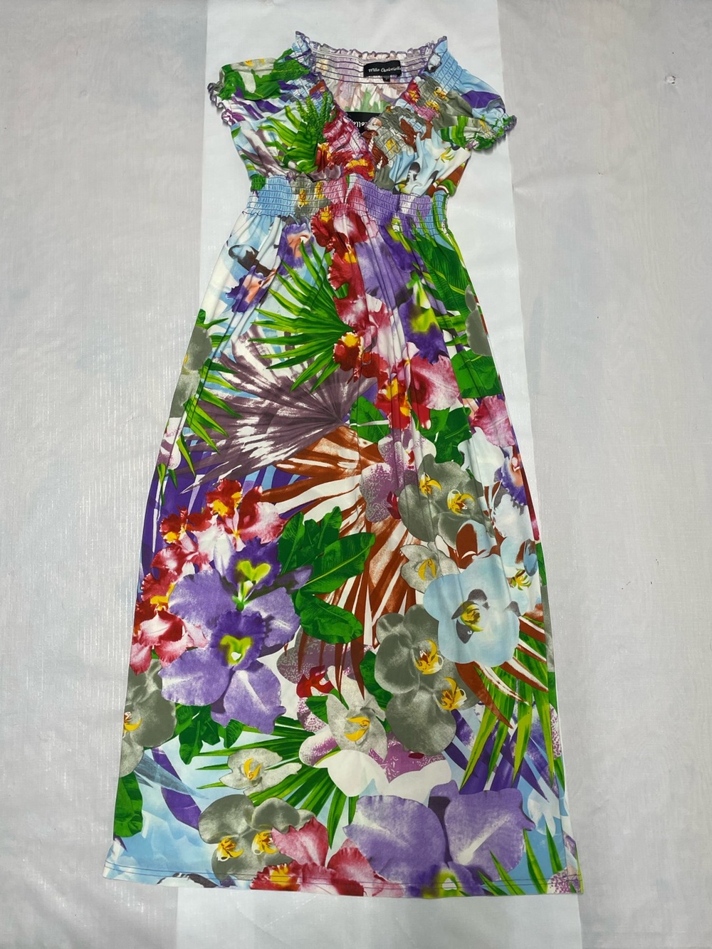 Mlle Gabrielle Vibrant Floral Maxi Dress in Green, Purple, Red, White Sz: Small